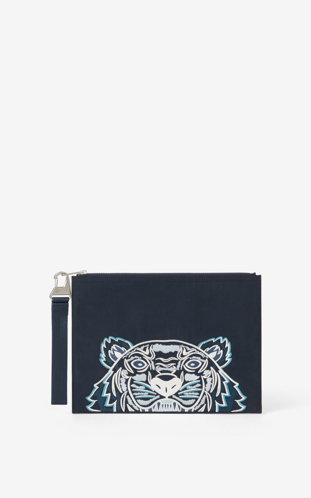 Kenzo Large canvas Kampus Tiger Clutch Blue For Mens 6495FZIDV